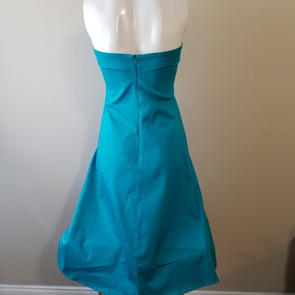 Aqua blue strapless fitted dress - Picture 4 of 11